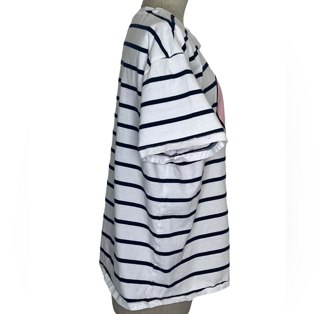 Friends TV Series Womens Tshirt White Blue Striped Short Sleeve Plus Size Heart - Picture 8 of 12